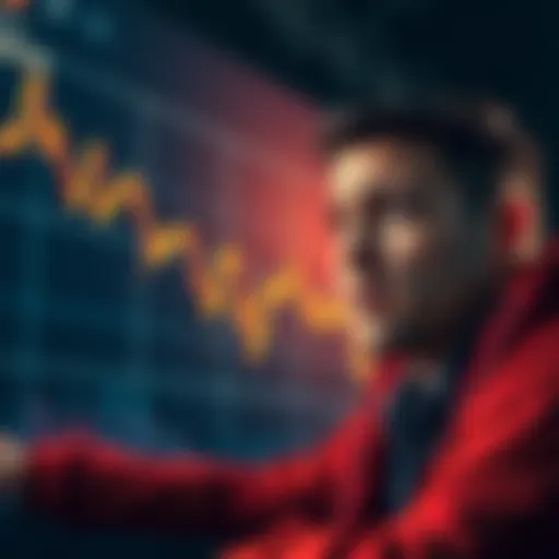 A chart showing a steep decline in cryptocurrency prices with Bitcoin and altcoins dropping significantly. The image features a worried person looking at the screen with a concerned expression.