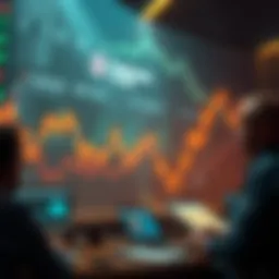 Crypto Market Downturn Graph showing a steep decline in cryptocurrency prices with worried traders watching