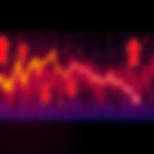 Graph showing a decline in cryptocurrency values with arrows pointing downwards