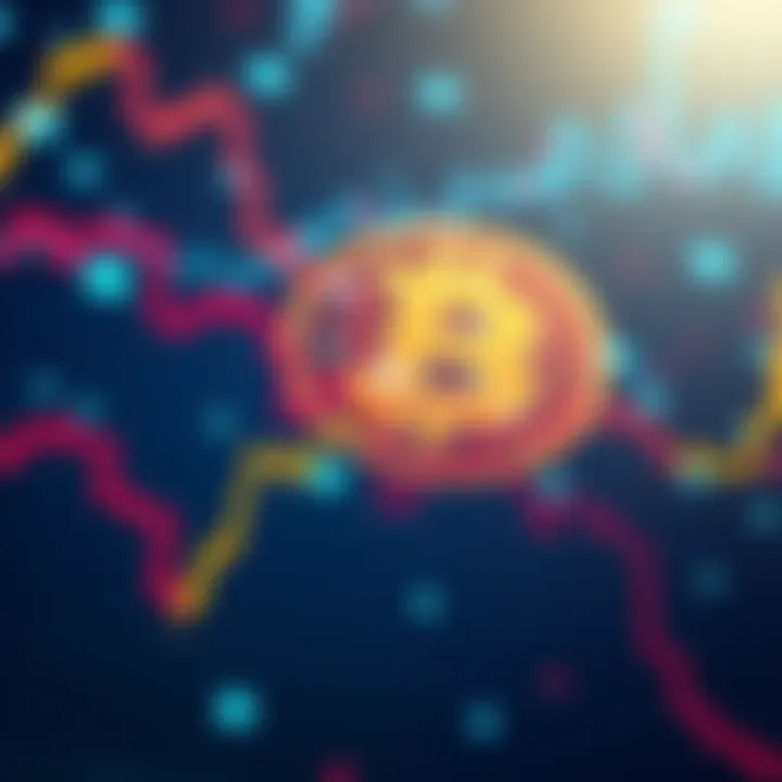 An image depicting a downward trend in cryptocurrency prices with a Bitcoin symbol in the background, suggesting potential manipulation by investors.