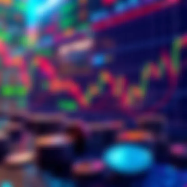 A vibrant cryptocurrency trading scene with charts and digital coins symbolizing crypto's ongoing evolution