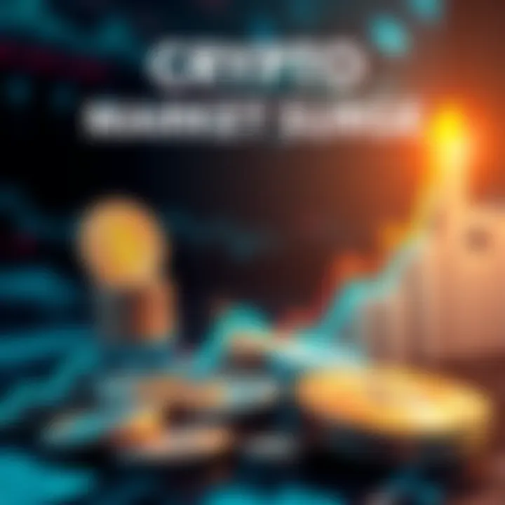 A visual representation of the rising value of digital currencies with upward trending graphs and coins symbolizing growth.