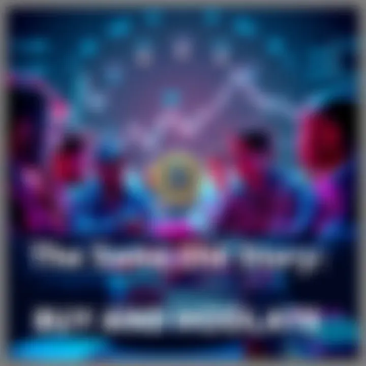 A group of crypto investors discussing market strategies with a focus on buying and holding during a downturn