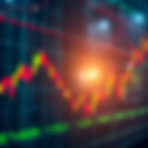 A graph showing fluctuating cryptocurrency prices with a mix of green and red indicators, symbolizing market volatility.