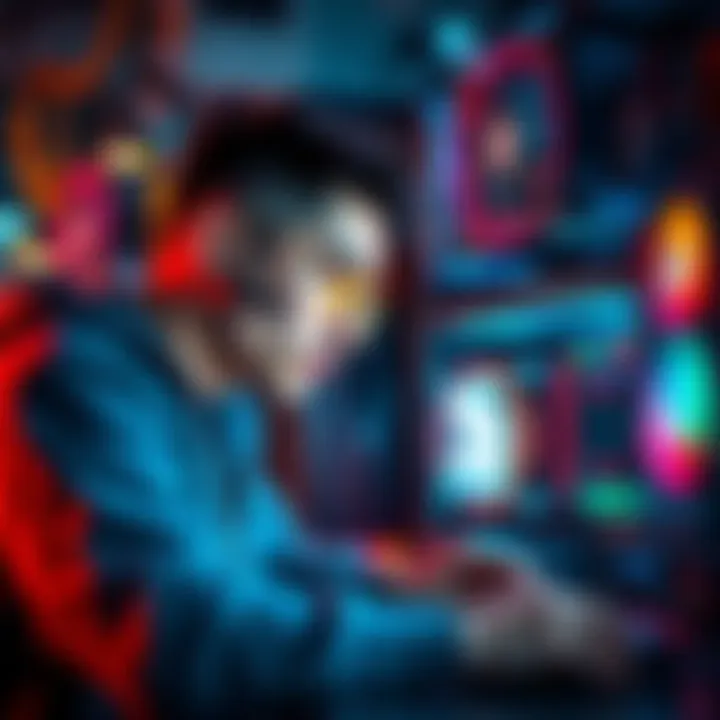 A person inspecting a computer setup for crypto mining with security measures, looking concerned about potential risks.