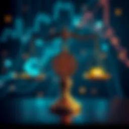 A visual representation of crypto mixers symbolizing their uses beyond crime, featuring digital currency symbols and a balance scale.