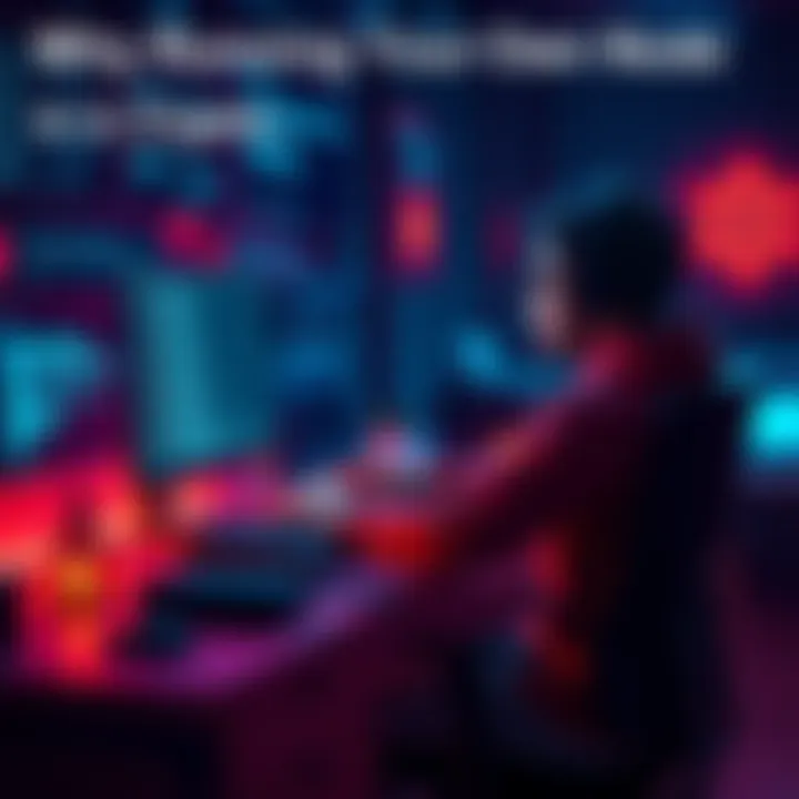 Person setting up a cryptocurrency node A person sitting at a desk with a computer, configuring a cryptocurrency node, symbolizing the importance of running nodes in crypto networks