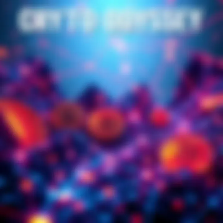 A symbolic representation of the evolution and journey of cryptocurrency, featuring abstract digital currency elements and a backdrop of interconnected networks.