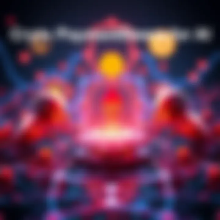 A digital representation of AI agents exchanging cryptocurrency over a blockchain network with symbols of ETH, SOL, and LINK in the background.