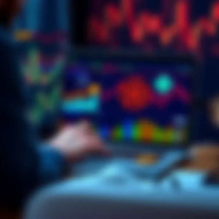 A person analyzing different cryptocurrency options for investment on a laptop with charts and graphs