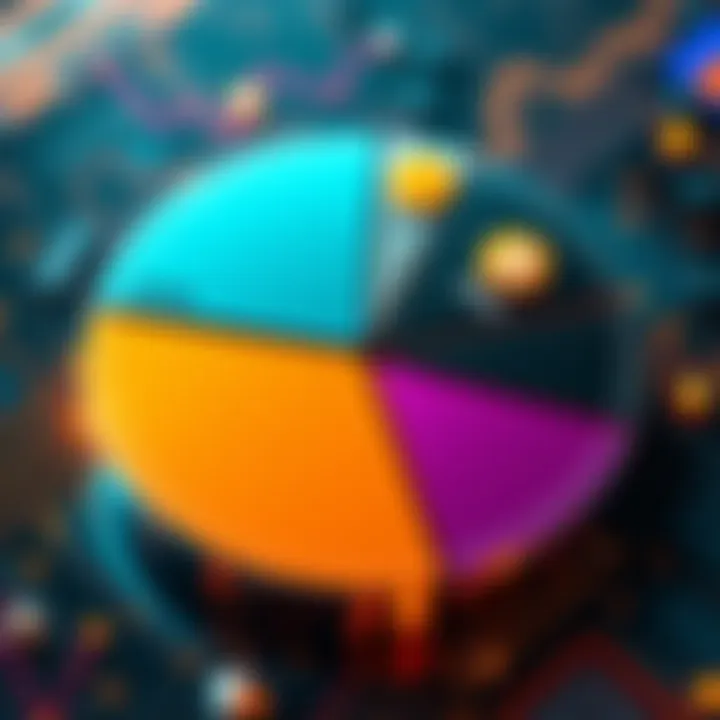 Crypto Portfolio Overview A visual representation of a cryptocurrency portfolio with pie chart showing AVA, Filecoin, Doge, Algorand, and Cardano segments.