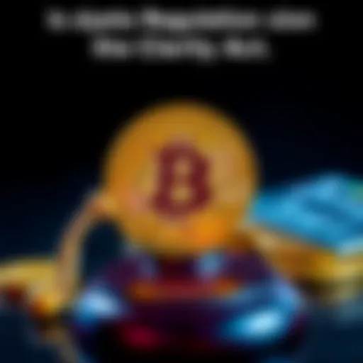 A graphic showing Bitcoin with a legal gavel, symbolizing the impact of the Clarity Act on cryptocurrency regulations