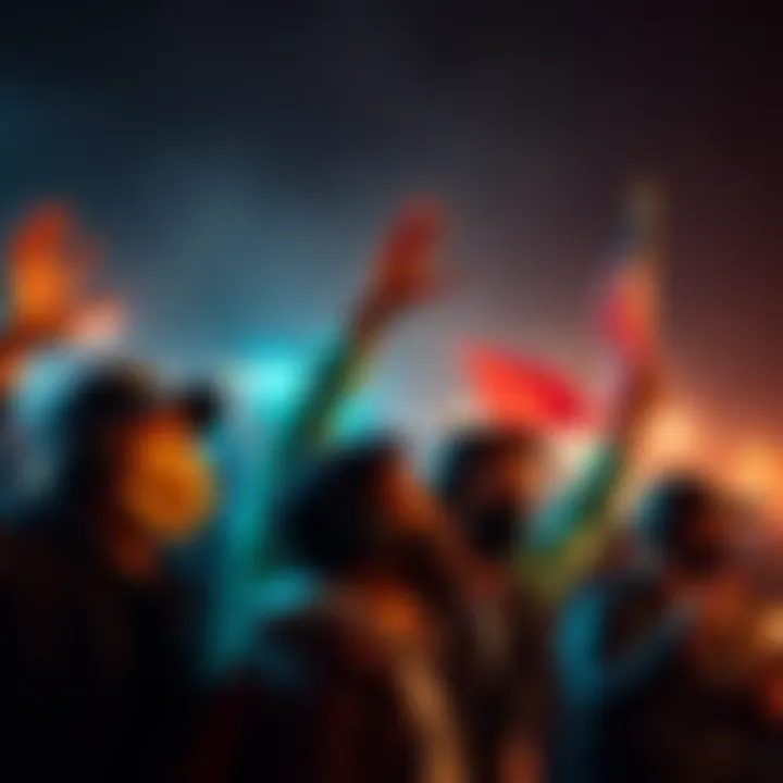 Visual representation of cryptocurrency enthusiasts advocating for capitalism over democracy, with a symbolic nod to Trump's influence