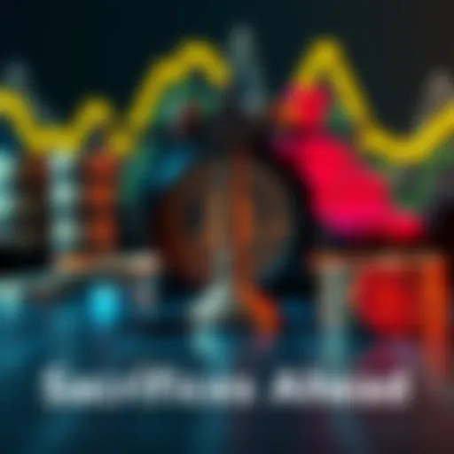 A visual representation of cryptocurrencies with a scale showing balances and potential trades, symbolizing the sacrifices needed for the CLARITY Act.