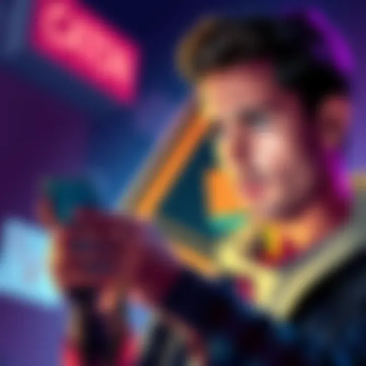A person looking worried while checking their digital wallet on a smartphone with a caution sign in the background
