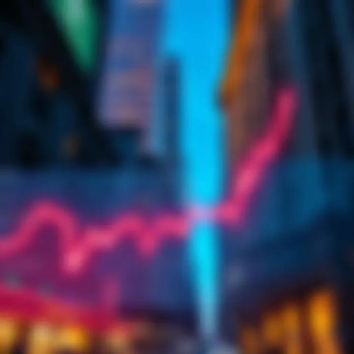 A graph showing a sharp decline in cryptocurrency values with Wall Street buildings in the background