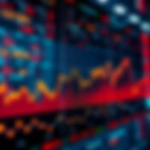 Crypto stocks on discounted prices Graph showing falling prices of cryptocurrency stocks indicating discounts