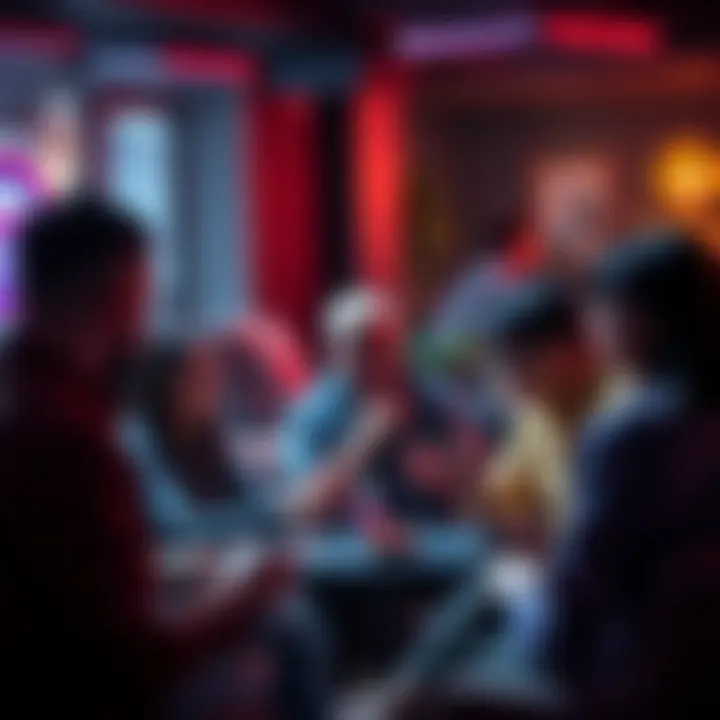 A group of people sharing their crypto liquidation experiences and recovery stories in a supportive setting