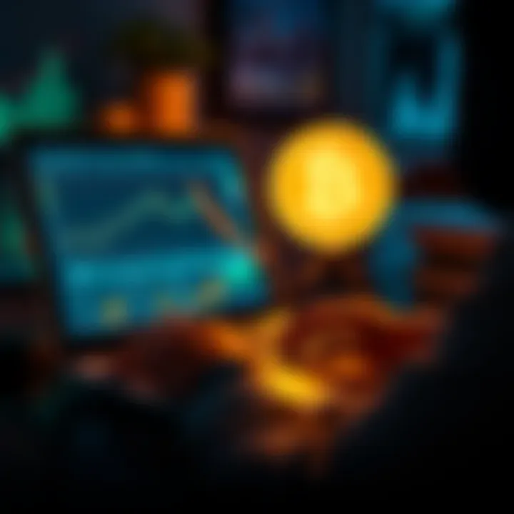 A person analyzing cryptocurrency transactions on a laptop, with charts and USDT symbols displayed.