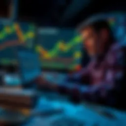 A person analyzing cryptocurrency charts on a laptop, with tax documents scattered around, reflecting on how to claim losses after rebuying.