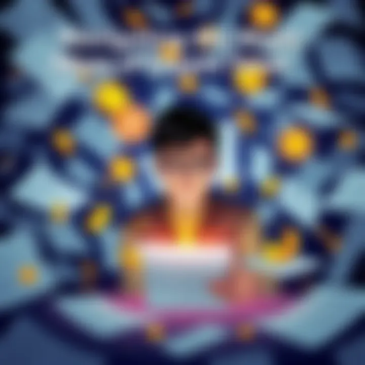 Navigating the Maze of Crypto Taxes An illustration depicting an individual surrounded by tax forms and cryptocurrency symbols, representing the complexities of crypto taxation.