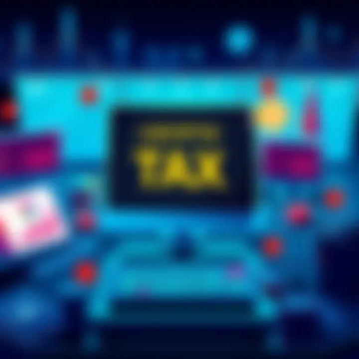 Illustration depicting various tax software interfaces for cryptocurrency staking