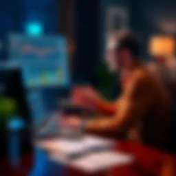 A person sitting at a desk with a laptop showing cryptocurrency charts and tax documents, looking relieved and organized while reviewing their tax reporting software.