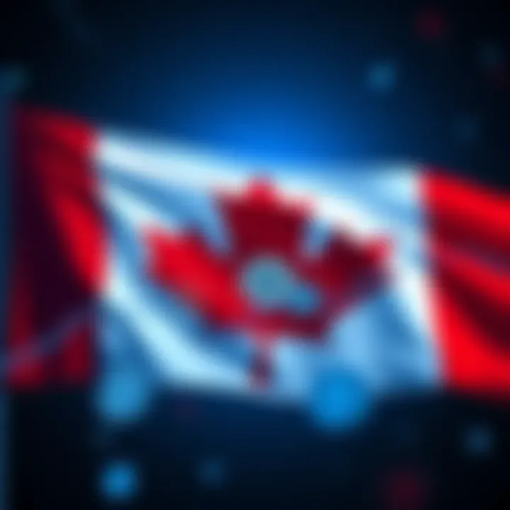 A Canadian flag blended with digital currency symbols representing crypto taxes