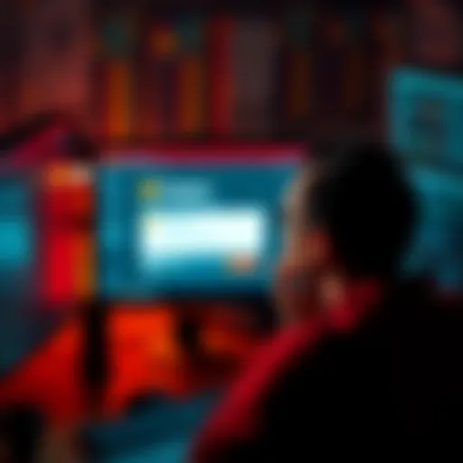 A worried person looking at a computer screen displaying a Coinspot account with a missing funds notification