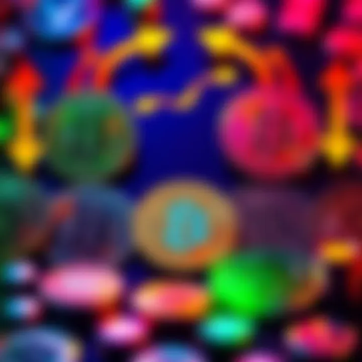 Graphic showing different cryptocurrency tokens including Pi and new tokens, with arrows indicating their differences.