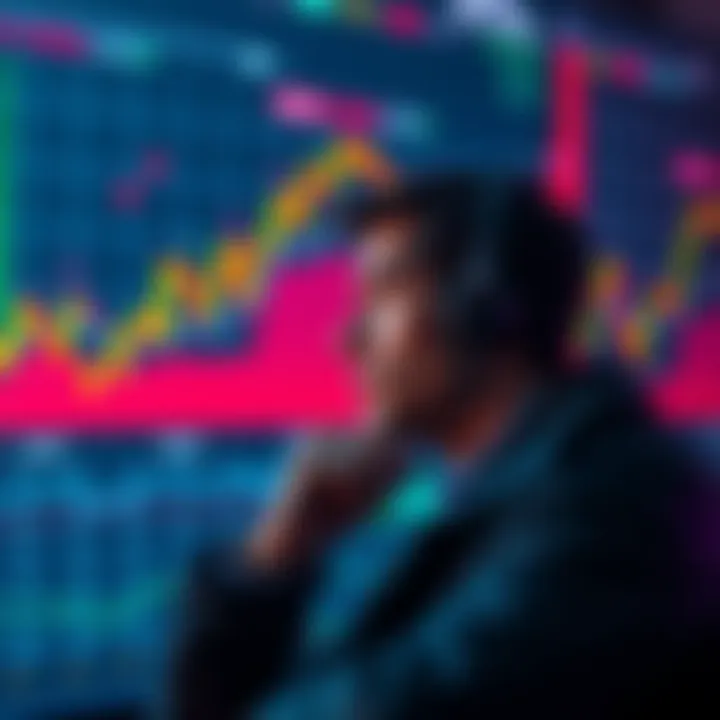 Navigating Crypto Markets Safely A trader contemplating the risks of shorting cryptocurrencies with charts and graphs in the background