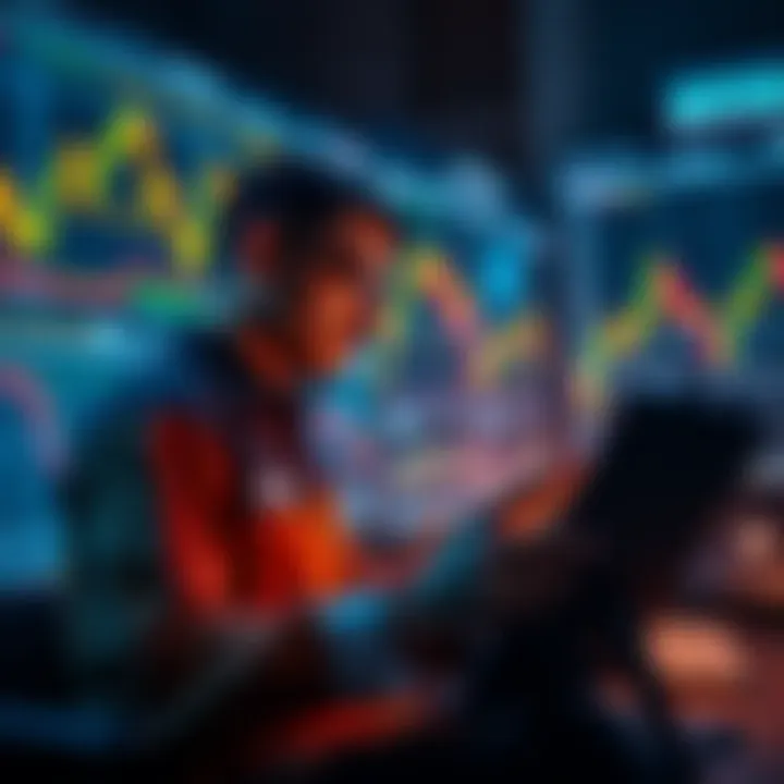 A trader analyzing graphs and charts for technical and fundamental analysis in cryptocurrency