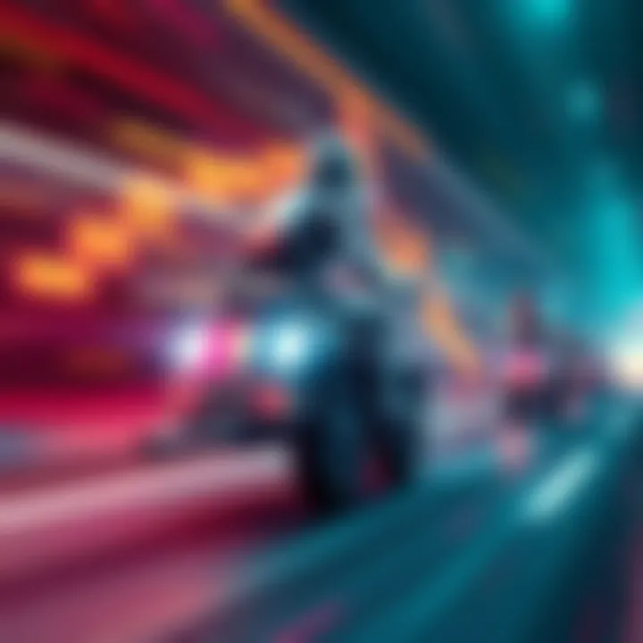 Crypto Trading Bot Speed Comparison Illustration showing a fast crypto trading bot racing ahead of traditional bots, symbolizing speed and efficiency