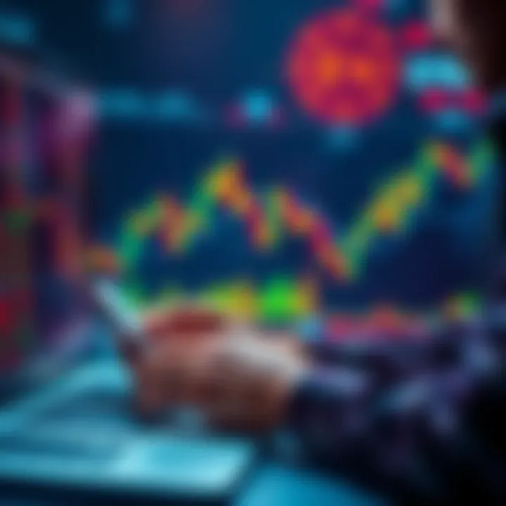 A person analyzing crypto charts and calculating trading capital requirements for scalping and position trading.