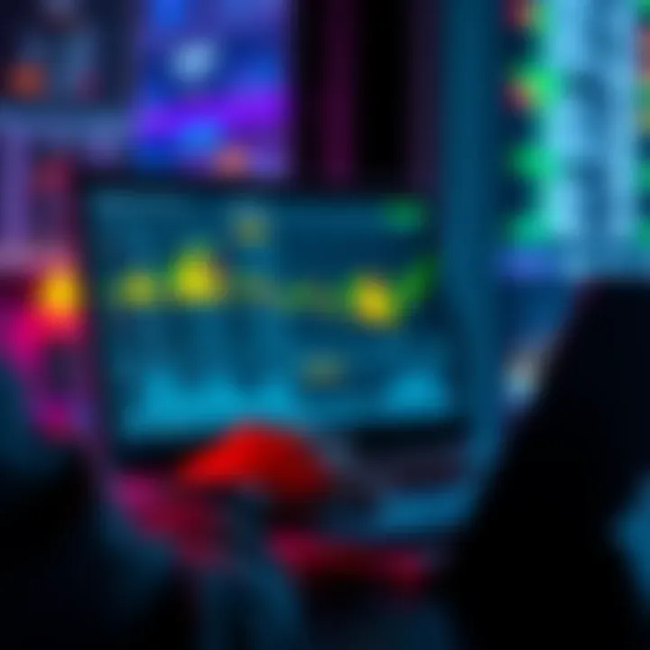 Crypto Trading Caution A person checking cryptocurrency prices on a laptop with warning symbols on the screen, indicating potential trading scams.