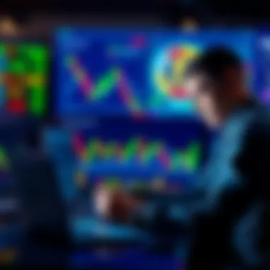 Crypto Trading Decisions A person analyzing cryptocurrency charts on a laptop, looking thoughtful about Bitcoin, Ethereum, and Solana selling strategies.