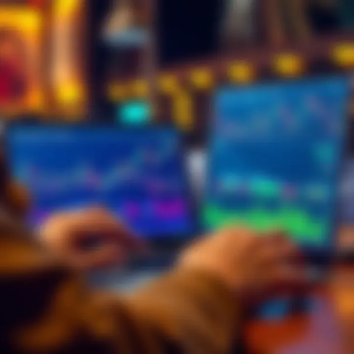 A person analyzing cryptocurrency charts on a laptop, showing profits and trading strategies inspired by influential investors.