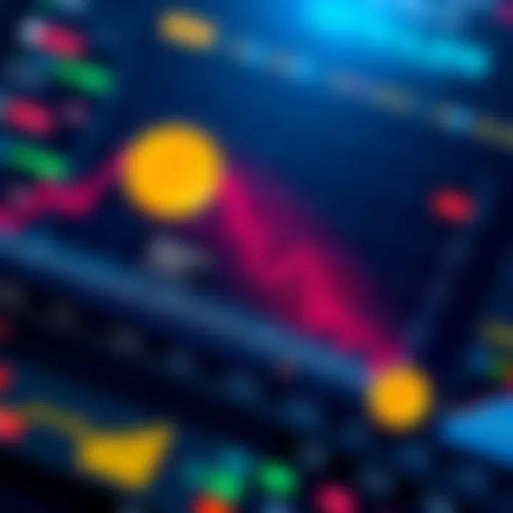 Crypto Trading Gains and Losses A chart showing fluctuations in cryptocurrency prices with icons representing profits and losses, highlighting the volatility of the market.