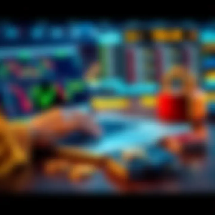 A person using a laptop to trade cryptocurrency with a secure wallet beside it, representing safe crypto buying and storage.