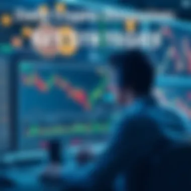 Crypto Trading Strategies A trader reviewing charts and data on a computer screen with cryptocurrency symbols in the background