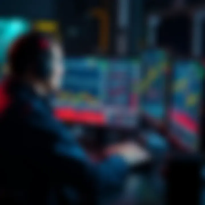 A trader analyzing crypto charts on a computer with market data and graphs displayed, symbolizing skillful trading strategies.