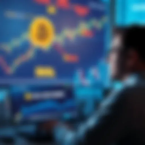 Cryptocurrency transfer issue A frustrated person looking at a computer screen showing failed cryptocurrency transaction. Graphs and wallets in the background depict digital currency.