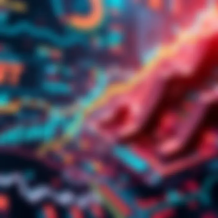 A futuristic representation of cryptocurrency trends with digital charts and blockchain visuals