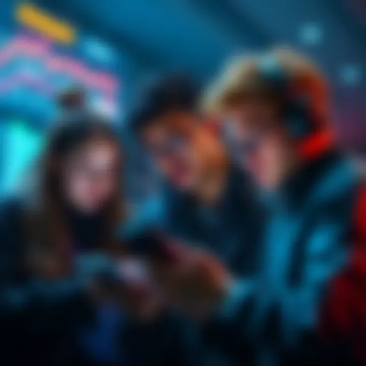 Crypto users exploring new platforms Group of crypto users looking at their devices for alternative trading platforms after Binance's issues