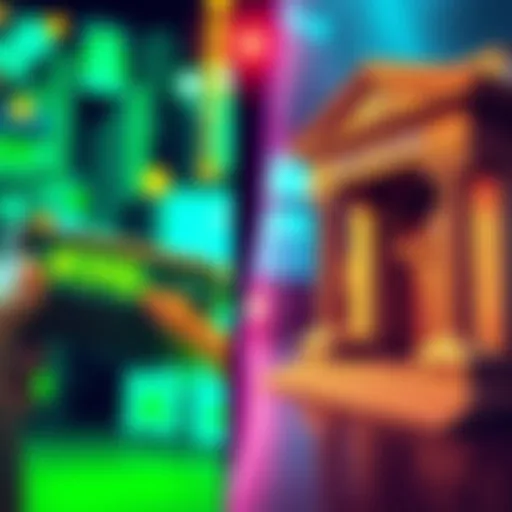 A split-screen showing a digital wallet for crypto without KYC on one side and a bank with a security check on the other side, highlighting trust issues in finance.