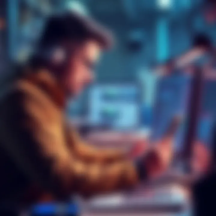 Crypto Wallet Developer at Work Developer analyzing crypto wallet security features, focusing on user interface and safety options.