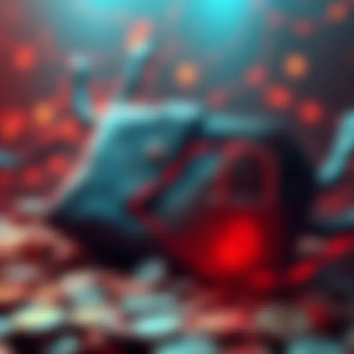 Crypto Wallet Hack A digital representation of a hacked crypto wallet, showing lost funds and security concerns