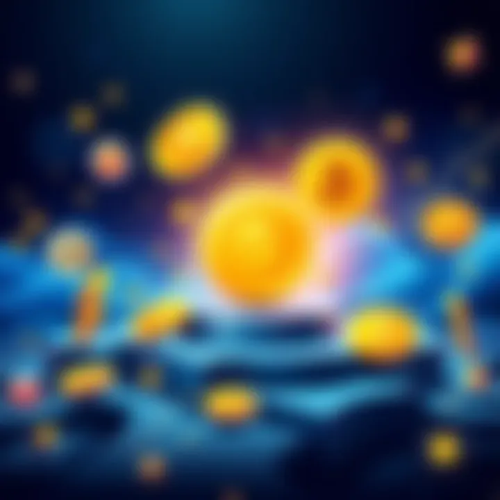 Illustration showing various crypto platforms and stablecoins with a focus on USDC for earning yield safely
