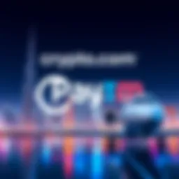 Crypto.com Pay™ logo with Dubai skyline and a private jet in the background