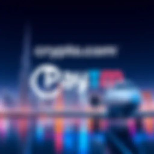 Crypto.com Pay™ logo with Dubai skyline and a private jet in the background